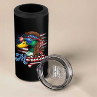 Funny Duck Merica 4 in 1 Can Cooler Tumbler 4th Of July American Flag Patriotic Hunting - Wonder Print Shop