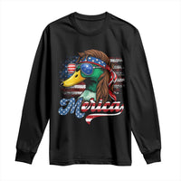 Funny Duck Merica Long Sleeve Shirt 4th Of July American Flag Patriotic Hunting - Wonder Print Shop