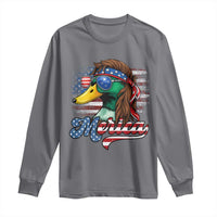 Funny Duck Merica Long Sleeve Shirt 4th Of July American Flag Patriotic Hunting - Wonder Print Shop
