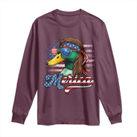 Funny Duck Merica Long Sleeve Shirt 4th Of July American Flag Patriotic Hunting - Wonder Print Shop