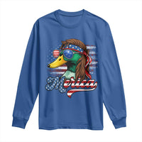 Funny Duck Merica Long Sleeve Shirt 4th Of July American Flag Patriotic Hunting - Wonder Print Shop