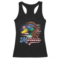 Funny Duck Merica Racerback Tank Top 4th Of July American Flag Patriotic Hunting - Wonder Print Shop