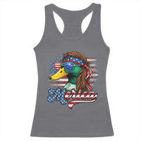 Funny Duck Merica Racerback Tank Top 4th Of July American Flag Patriotic Hunting - Wonder Print Shop