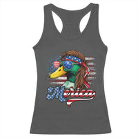 Funny Duck Merica Racerback Tank Top 4th Of July American Flag Patriotic Hunting - Wonder Print Shop
