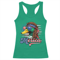 Funny Duck Merica Racerback Tank Top 4th Of July American Flag Patriotic Hunting - Wonder Print Shop