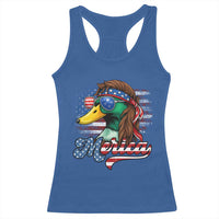 Funny Duck Merica Racerback Tank Top 4th Of July American Flag Patriotic Hunting - Wonder Print Shop