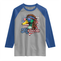 Funny Duck Merica Raglan Shirt 4th Of July American Flag Patriotic Hunting - Wonder Print Shop