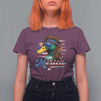Funny Duck Merica T Shirt For Women 4th Of July American Flag Patriotic Hunting - Wonder Print Shop