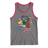 Funny Duck Merica Tank Top 4th Of July American Flag Patriotic Hunting - Wonder Print Shop