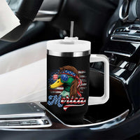 Funny Duck Merica Tumbler With Handle 4th Of July American Flag Patriotic Hunting - Wonder Print Shop