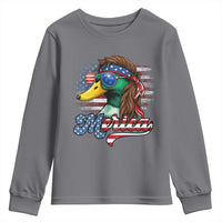 Funny Duck Merica Youth Sweatshirt 4th Of July American Flag Patriotic Hunting - Wonder Print Shop