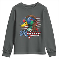 Funny Duck Merica Youth Sweatshirt 4th Of July American Flag Patriotic Hunting - Wonder Print Shop