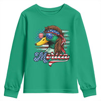 Funny Duck Merica Youth Sweatshirt 4th Of July American Flag Patriotic Hunting - Wonder Print Shop