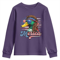 Funny Duck Merica Youth Sweatshirt 4th Of July American Flag Patriotic Hunting - Wonder Print Shop