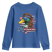 Funny Duck Merica Youth Sweatshirt 4th Of July American Flag Patriotic Hunting - Wonder Print Shop
