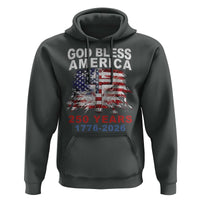 God Bless America 250 Years 1776 2026 Hoodie Christian Cross Eagle American Flag