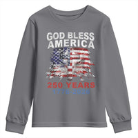 God Bless America 250 Years 1776 2026 Youth Sweatshirt Christian Cross Eagle American Flag