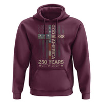 God Bless America 250 Years 1776 2026 Hoodie Christian Cross American Flag