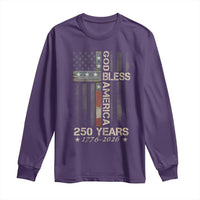 God Bless America 250 Years 1776 2026 Long Sleeve Shirt Christian Cross American Flag