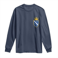 Bosnia and Herzegovina Flag Emblem with Crown Long Sleeve Shirt