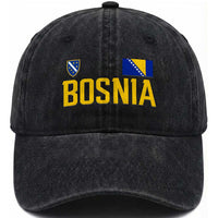 Bosnia and Herzegovina Pride Washed Cotton Baseball Cap BiH Bosnian Flag Souvenirs