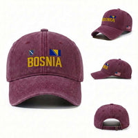 Bosnia and Herzegovina Pride Washed Cotton Baseball Cap BiH Bosnian Flag Souvenirs
