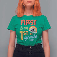 Back To School T Shirt For Women First Day Of 1st Grade Rainbow - Wonder Print Shop