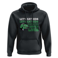Funny Teacher Hoodie Let's Eat Kids Punctuation Saves Lives Dinosaur - Wonder Print Shop