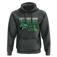 Funny Teacher Hoodie Let's Eat Kids Punctuation Saves Lives Dinosaur - Wonder Print Shop