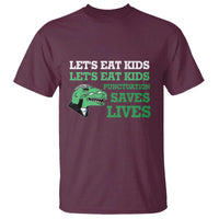 Funny Teacher T Shirt Let's Eat Kids Punctuation Saves Lives Dinosaur - Wonder Print Shop