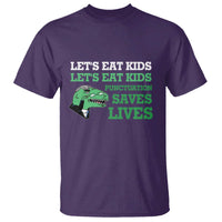 Funny Teacher T Shirt Let's Eat Kids Punctuation Saves Lives Dinosaur - Wonder Print Shop