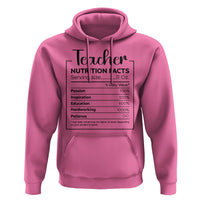 Funny Teacher Hoodie Nutrition Facts Back To School - Wonder Print Shop