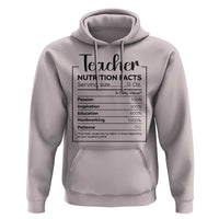 Funny Teacher Hoodie Nutrition Facts Back To School - Wonder Print Shop