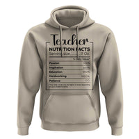 Funny Teacher Hoodie Nutrition Facts Back To School - Wonder Print Shop