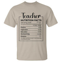 Funny Teacher T Shirt Nutrition Facts Back To School - Wonder Print Shop