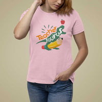 Teacher Saurus T Shirt For Women Back To School Dinosaur Pencil - Wonder Print Shop
