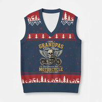 Some Grandpas Take Naps Real Grandpas Ride Motorcycle Then Take Nap V-Neck Knit Sweater Vest Funny Grandpa Biker