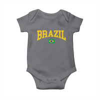 Brazil Football Throwback Design Vintage Brazilian Flag Jersey Style Baby Onesie