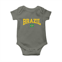 Brazil Football Throwback Design Vintage Brazilian Flag Jersey Style Baby Onesie