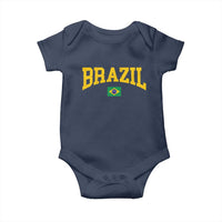 Brazil Football Throwback Design Vintage Brazilian Flag Jersey Style Baby Onesie