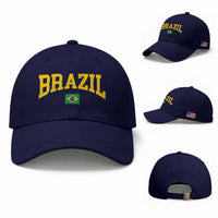Brazil Football Throwback Design Vintage Brazilian Flag Jersey Style Baseball Cap
