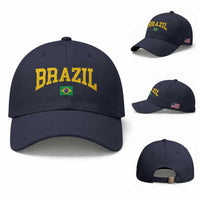 Brazil Football Throwback Design Vintage Brazilian Flag Jersey Style Baseball Cap
