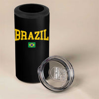 Brazil Football Throwback Design Vintage Brazilian Flag Jersey Style 4 in 1 Can Cooler Tumbler