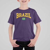 Brazil Football Throwback Design Vintage Brazilian Flag Jersey Style T Shirt For Kid