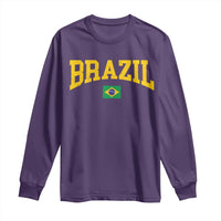 Brazil Football Throwback Design Vintage Brazilian Flag Jersey Style Long Sleeve Shirt
