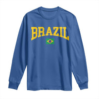 Brazil Football Throwback Design Vintage Brazilian Flag Jersey Style Long Sleeve Shirt