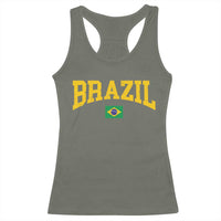 Brazil Football Throwback Design Vintage Brazilian Flag Jersey Style Racerback Tank Top