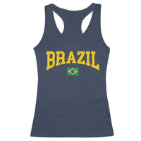 Brazil Football Throwback Design Vintage Brazilian Flag Jersey Style Racerback Tank Top