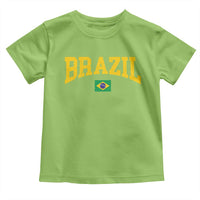 Brazil Football Throwback Design Vintage Brazilian Flag Jersey Style Toddler T Shirt