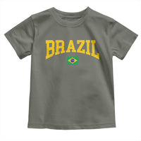 Brazil Football Throwback Design Vintage Brazilian Flag Jersey Style Toddler T Shirt